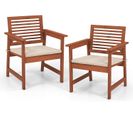 Lot De 2 Chaises De Jardin En Bois Massif Avec Coussin Amovible, Balcon, Charge 120 Kg