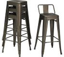 Lot 4 Tabourets De Bar Empilable En Métal Avec Dossier Amovible, Hauteur Assise 76 Cm(gris)