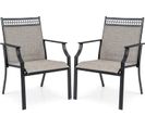 Lot De 2 Chaises De Jardin Avec Cadre En Métal, Charge 150 Kg, Pour Cour, Balcon, Piscine (café)