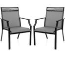 Lot De 2 Chaises De Jardin Avec Cadre En Métal, Charge 150 Kg, Pour Cour, Balcon, Piscine (gris)