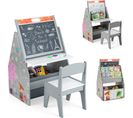 3 En 1 Table Enfants Avec Chaise Et Tableau Double Face Et Réglable, Charge 50/10kg(gris)