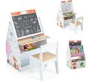 3 En 1 Table Enfants Avec Chaise Et Tableau Double Face Et Réglable, Charge 50/10kg(blanc)