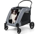 Poussette Pour Chien Pliante, Poussette Buggy Pour Chien Chat Avec Fenêtre ,charge 60kg, Gris