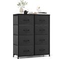 Commode Chambre 8 Tiroirs, Commode Chambre Adulte En Tissu Pliable, Chiffonnier Moderne , Noir