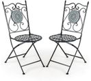 Lot De 2 Chaises De Jardin En Mosaïque Cadre En Métal, Chaises De Bistro Pliante Charge 150 Kg