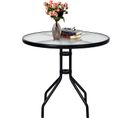 Table De Jardin Ronde En Verre Trempé 70 Cm,table à Manger D'extérieur Pour Jardin Balcon Cour,noir