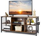 Meuble TV 3 Étagères, Banc TV 65 Au Max,console TV Industriel Pour Salon, 140 X 40 X 62,5 Cm