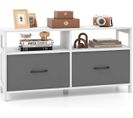 Buffet Rangement 2 Tiroirs, Meuble TV Avec 2 Grands Compartiments,salon, 100 X 30 X 53 Cm