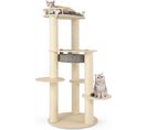 Arbre à Chat En Bois à 6 Niveaux De 150 Cm, Tour à Chat Moderne Avec Perchoir Rembourré ,beige