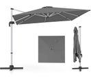 Parasol Déporté 3x3m, Parasol Carré Avec Base En Croix, 5 Angles Et Hauteurs Réglables (gris)