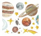 Stickers Muraux Planète Et Système Solaire Motif Aquarelle