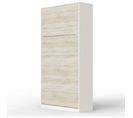 Armoire Lit Escamotable 90x200 cm Vertical Mural Supérieur Blanc /chêne Sonoma