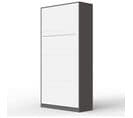 Armoire Lit Escamotable 90x200 cm Vertical Mural Supérieur Anthracite/blanc