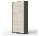 Armoire Lit Escamotable 90x200 cm Vertical Mural Supérieur Anthracite/chêne Sonoma