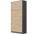 Armoire Lit Escamotable 90x200 cm Vertical Mural Supérieur Anthracite/chêne Sauvage