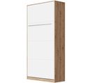 Armoire Lit Escamotable 90x200 cm Vertical Mural Supérieur Chêne Sauvage/blanc