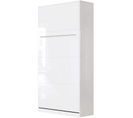 Armoire Lit Escamotable 90x200 cm Vertical Mural Supérieur Blanc/blanc Brillant