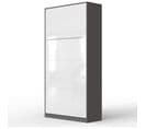 Armoire Lit Escamotable 90x200 cm Vertical Mural Supérieur Anthracite/blanc Brillant