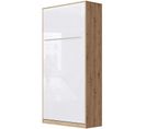 Armoire Lit Escamotable 90x200 cm Vertical Mural Supérieur Chêne Sauvage/blanc Brillant