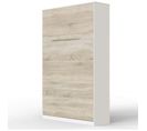 Armoire Lit Escamotable 120x200 cm Vertical Mural Supérieur Blanc /chêne Sonoma