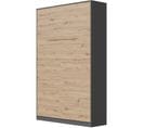 Armoire Lit Escamotable 120x200 cm Vertical Mural Supérieur Anthracite/chêne Sauvage