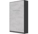 Armoire Lit Escamotable 120x200 cm Vertical Mural Supérieur Anthracite/béton