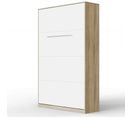 Armoire Lit Escamotable 120x200 cm Vertical Mural Supérieur Chêne Sonoma/blanc