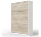 Armoire Lit Escamotable 140x200 cm Mural Supérieur Vertical Blanc /chêne Sonoma