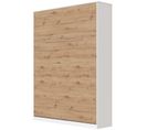 Armoire Lit Escamotable 140x200 cm Mural Supérieur Vertical Blanc/chêne Sauvage