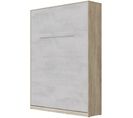 Armoire Lit Escamotable 140x200 cm Mural Supérieur Vertical Chêne Sonoma/béton