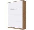 Armoire Lit Escamotable 140x200 cm Mural Supérieur Vertical Chêne Sauvage/blanc