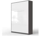 Armoire Lit Escamotable 140x200 cm Mural Supérieur Vertical Anthracite/blanc Brillant