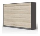 Armoire Lit Escamotable 120x200 cm Supérieur Horizontal Mural Anthracite/chêne Sonoma