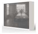 Armoire Lit Escamotable 140x200 cm Supérieur Horizontal Mural Blanc/anthracite Brillant