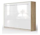 Armoire Lit Escamotable 140x200 cm Supérieur Horizontal Mural Chêne Sonoma/blanc Brillant