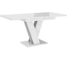 Table À Manger Extensible Massi - Blanc Laque 120-160 Cm