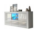 Meuble TV Haut Big Jive 145 Cm Blanc Laqué Avec LEDs