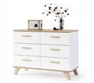 Bergen Buffet Scandinave 100 Cm Sur Pieds Bois Et Blanc 6 Tiroirs