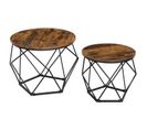 Tables Basses, Lot De 2, Bouts De Canapé, Marron Rustique Et Noir