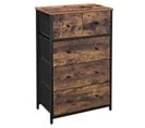 Commode  Avec 5 Tiroirs En Tissu, Style Industriel, Marron Rustique Et Noir