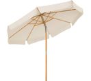 Parasol 3 M, Ombrelle Octogonal, Protection Solaire, Anti-uv, Mât Et Baleines En Bois, Beige