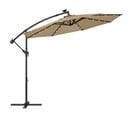 Parasol De Jardin Extérieur Déporté Avec LED à Énergie Solaire, Ombrelle Ø 3 M, Avec Base,