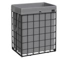 Panier À Linge Sale 90l, Cadre En Métal, Pour Chambre, Salle De Bain, Buanderie, Noir Et Gris