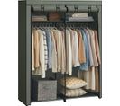 Armoire Chambre, Penderie Avec 2tringles, Porte-vêtements, Housse En Tissu, 43x140x174cm, Vert Olive