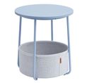 Petite Table Basse Ronde, Rangement, Bleu Poudré Et Bleu Pastel