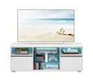 Meuble TV Avec LED, Table Télé Moderne Pour Les Téléviseurs Jusqu’à 70 Pouces, 160 Cm, Blanc