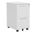 Caisson De Bureau Metal, Avec 2 Tiroirs, Avec Roulettes, 39 X 45 X 69,5 Cm (l X L X H), Blanc