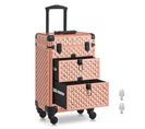 Valise De Maquillage Professionnel, Avec 2 Tiroirs, 34 X 24 X 56 Cm, Roulette Pivotante à 360°, Doré