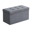 Banc De Rangement, Avec 2 Boîtes, 38 X 76 X 38 Cm, Capacité De Charge 300 Kg, Gris Ardoise