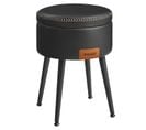 Pouf De Rangement, Tabouret De Coiffeuse, Pu Avec Coutures, Capacité 150 Kg, Noir D'encre